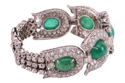 Lot 230 - A mid-20th Century emerald and diamond...