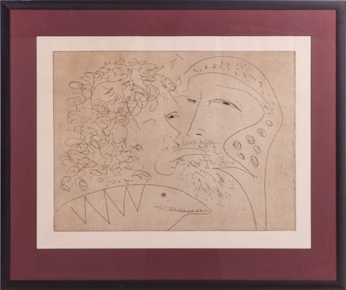 Lot 42 - John Bellany (Scottish 1942-2013), The Kiss,...