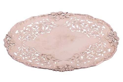 Lot 322 - A silver pierced oval dish of acorn design, by...