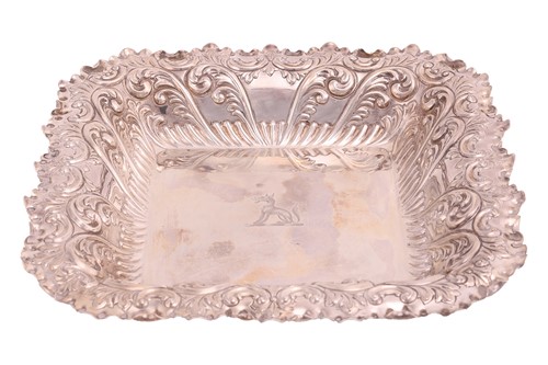 Lot 320 - A Victorian square silver dish with embossed...