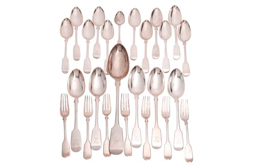 Lot 360 - A quantity of fiddle pattern flatware,...