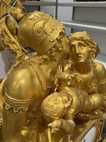 Lot 123 - A large French Empire gilt bronze and marble...