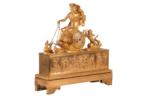 Lot 124 - A French Empire gilt bronze clock, depicting...
