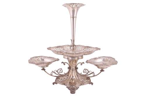Lot 316 - A large silver centre epergne, with central...