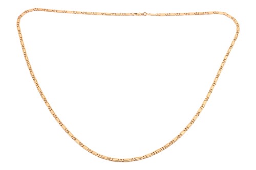 Lot 179 - A long fancy link chain, comprising a series...