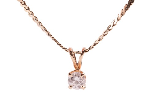 Lot 164 - A diamond solitaire pendant on chain,...