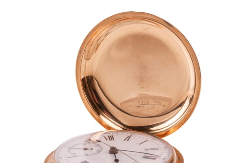 Lot 297 - An ‘18K’ full-hunter chronograph repeater...