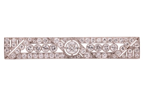 Lot 218 - A Belle Epoque diamond brooch, of geometric...