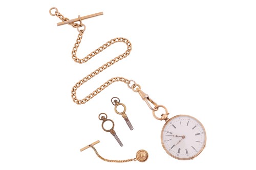 Lot 301 - A ‘K18’ open-face pocket watch, featuring a...