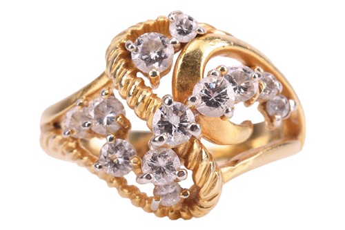 Lot 201 - A diamond-set dress ring, of scrolled design...
