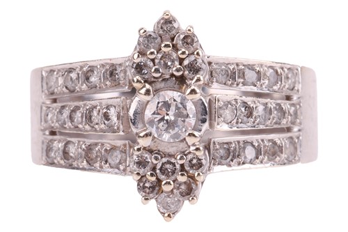 Lot 22 - A diamond cluster dress ring; centred with a...