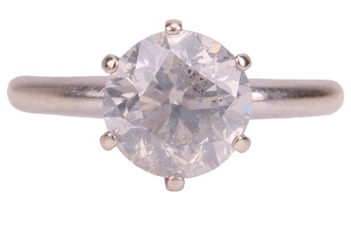 Lot 159 - A diamond solitaire ring; claw-set with a...
