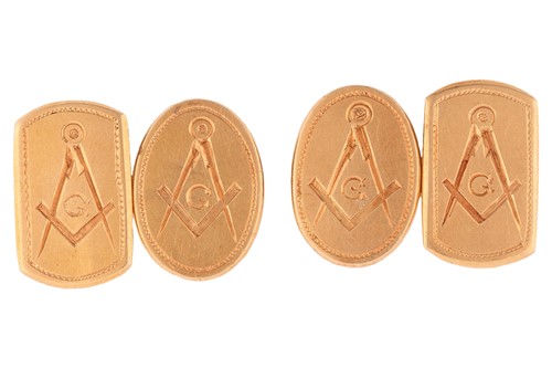 Lot 147 - A pair of Masonic cufflinks, each with an...