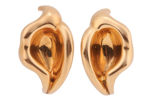 Lot 104 - Tiffany & Co. - a pair of Calla lily clip-on...