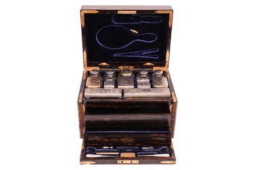 Lot 313 - A fine Victorian burr walnut dressing box with...