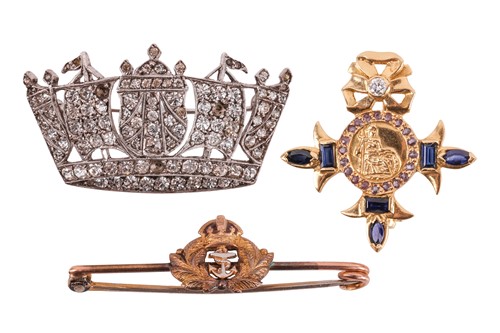 Lot 113 - Of Royal Naval interest - two brooches and a...