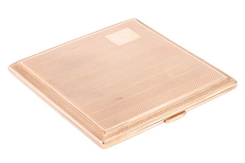 Lot 311 - A 9ct gold cigarette case; of square form with...