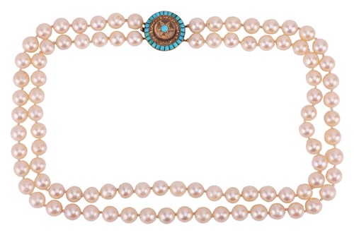 Lot 81 - A double-row cultured pearl necklace;...