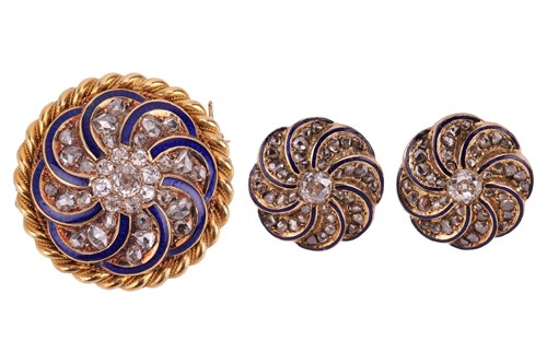 Lot 162 - A diamond-set demi-parure of whorl design,...