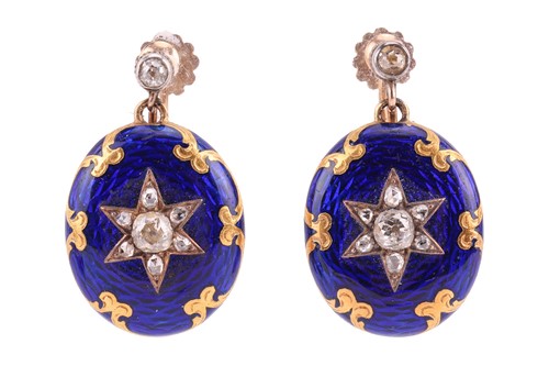 Lot 241 - A pair of early Victorian blue enamel and...