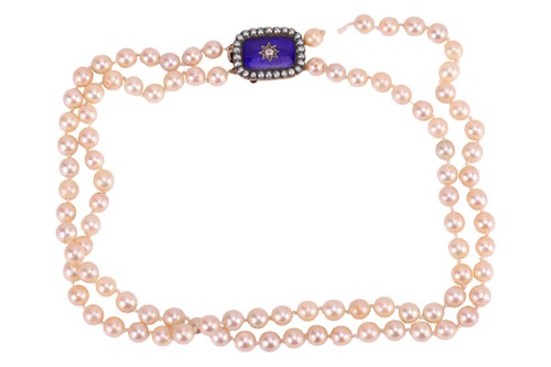 Lot 111 - A double-row cultured pearl necklace;...