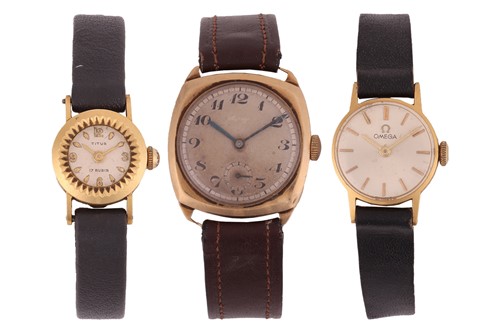 Lot 263 - Three watches; The first a Titus ‘18K’ wrist...
