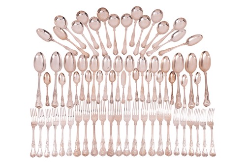 Lot 321 - A silver Kings pattern part flatware service,...