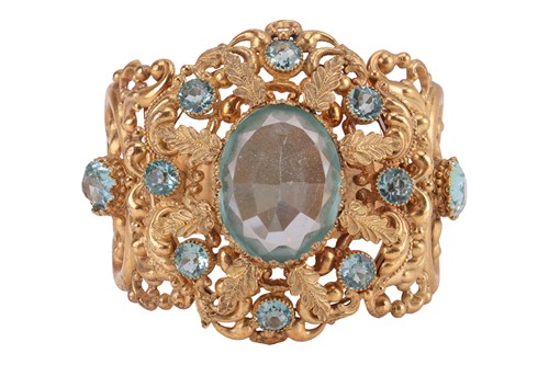 Lot 217 - A Victorian gilt metal and paste bracelet, of...