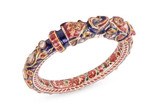 Lot 206 - A 19th-century Indian gem-set enamel bangle...
