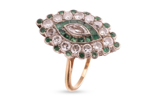 Lot 8 - A gem-set navette dress ring, featuring a...