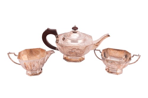 Lot 333 - An Indian three-piece white metal tea service...