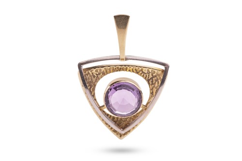 Lot 75 - A Modernist pendant, of triangular form,...