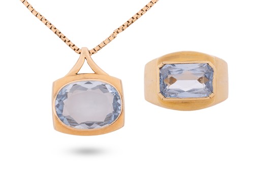 Lot 56 - A synthetic spinel necklace and ring; the...