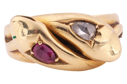 Lot 110 - A toi et moi ring in the form of a snake, the...