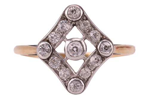 Lot 144 - A diamond-set panel ring, the openwork panel...