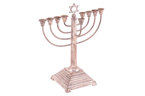 Lot 332 - A mid-century silver Menorah, London 1955 by...