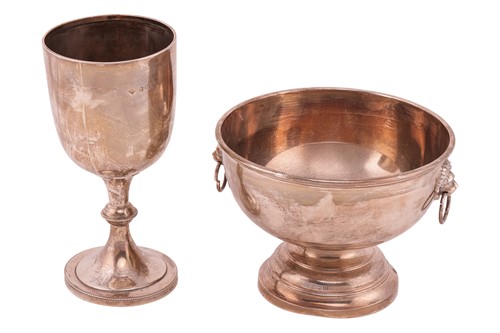 Lot 341 - A silver rosewater bowl, with lion mask ring...