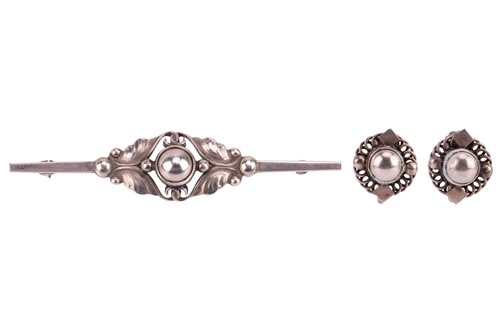 Lot 216 - Georg Jensen - a pair of clip-on earrings and...