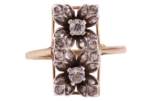 Lot 173 - A floral diamond-set panel ring, comprising...