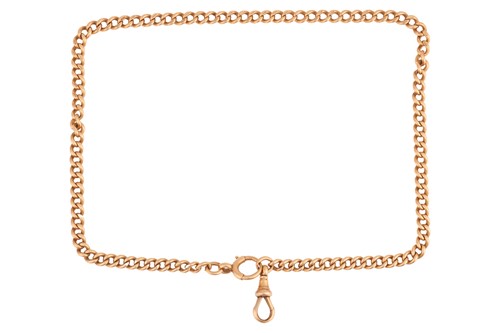 Lot 158 - An 18ct gold watch chain; comprised of a curb...