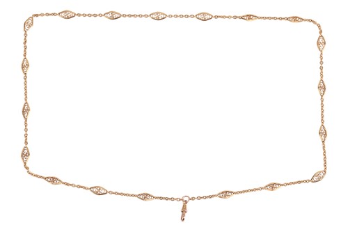 Lot 154 - A fancy link chain; comprised of lengths of...