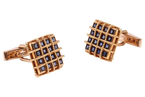 Lot 157 - Kutchinsky - a pair of sapphire-set cufflinks...