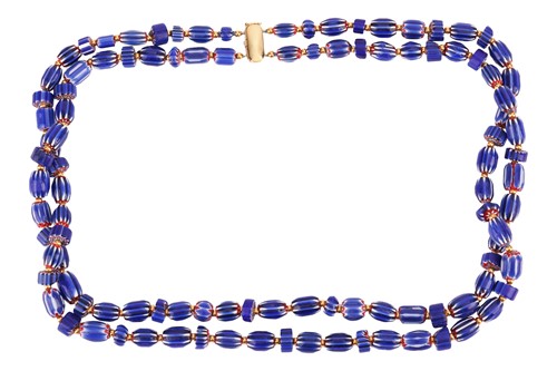 Lot 118 - A Venetian bead necklace; featuring a double...