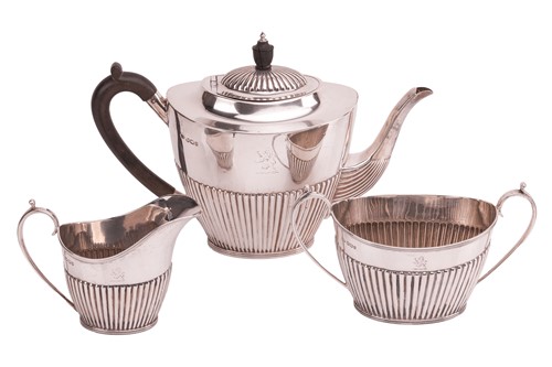 Lot 326 - A late Victorian three-piece silver tea set,...