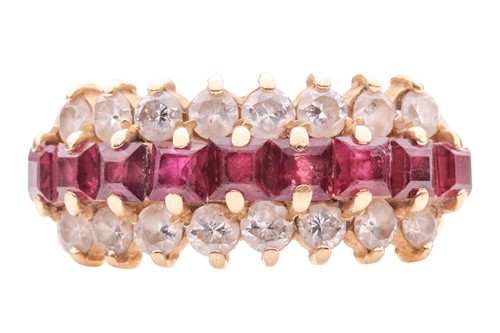 Lot 62 - A ruby and diamond-set dress ring, comprising...