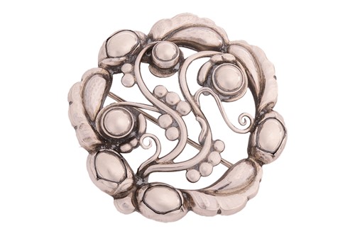 Lot 245 - Georg Jensen - a ‘Moonlight Blossom’ brooch,...