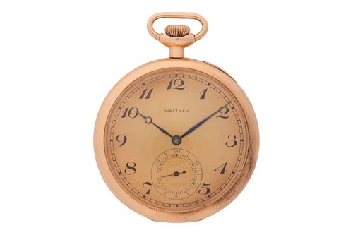 Lot 291 - A Waltham ‘14K’ open-face pocket watch,...