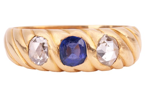 Lot 86 - A sapphire and diamond-set ring, comprising an...