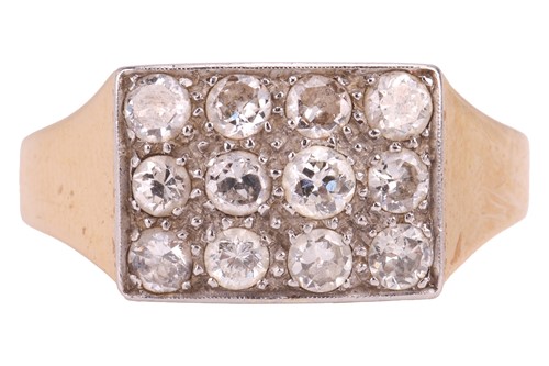 Lot 20 - A diamond-set dress ring, the rectangular...