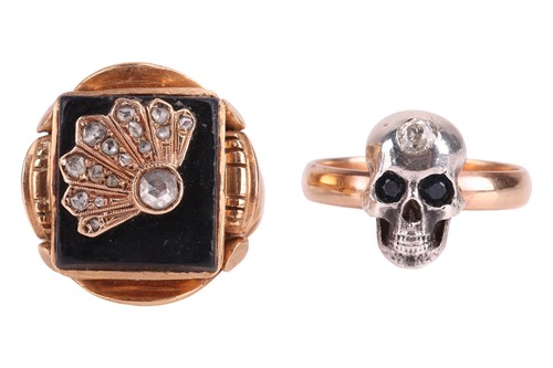 Lot 137 - Two gem-set rings; to include a skull ring set...